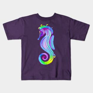 Watercolor Seahorse Art Kids T-Shirt